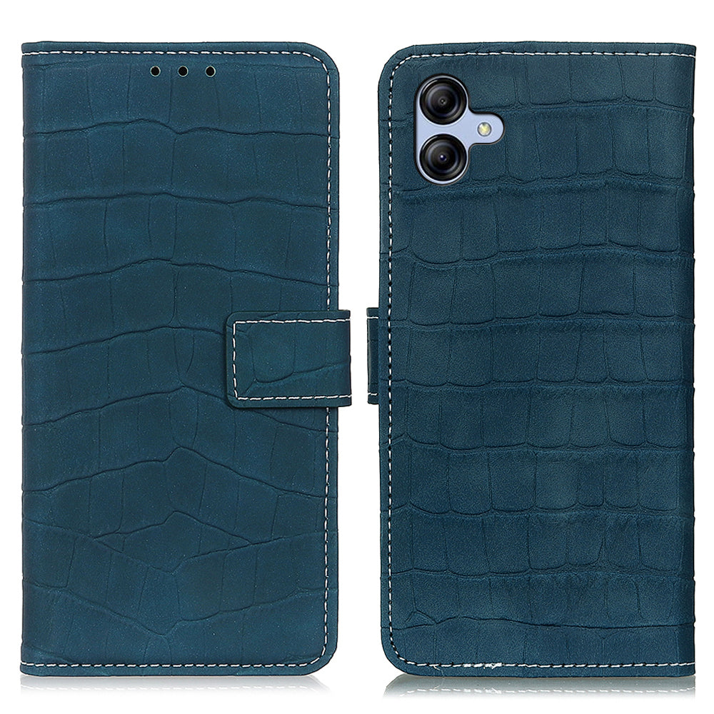 For Samsung Galaxy A04e 4G Magnetic Clasp Cell Phone Cover Stand Wallet PU Leather Crocodile Texture Anti-drop Phone Case