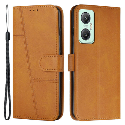 For Infinix Hot 20 5G PU Leather Stitching Lines Phone Stand Case Anti-scratch Wallet Folio Flip Phone Cover with Strap