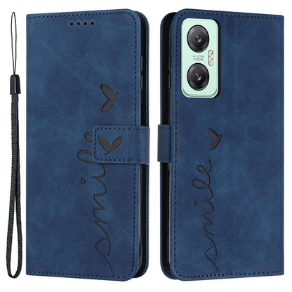 For Infinix Hot 20 5G Flip Folio PU Leather Wallet Phone Case Imprinted Heart Shape Skin-touch Feeling Stand Magnetic Cover with Strap