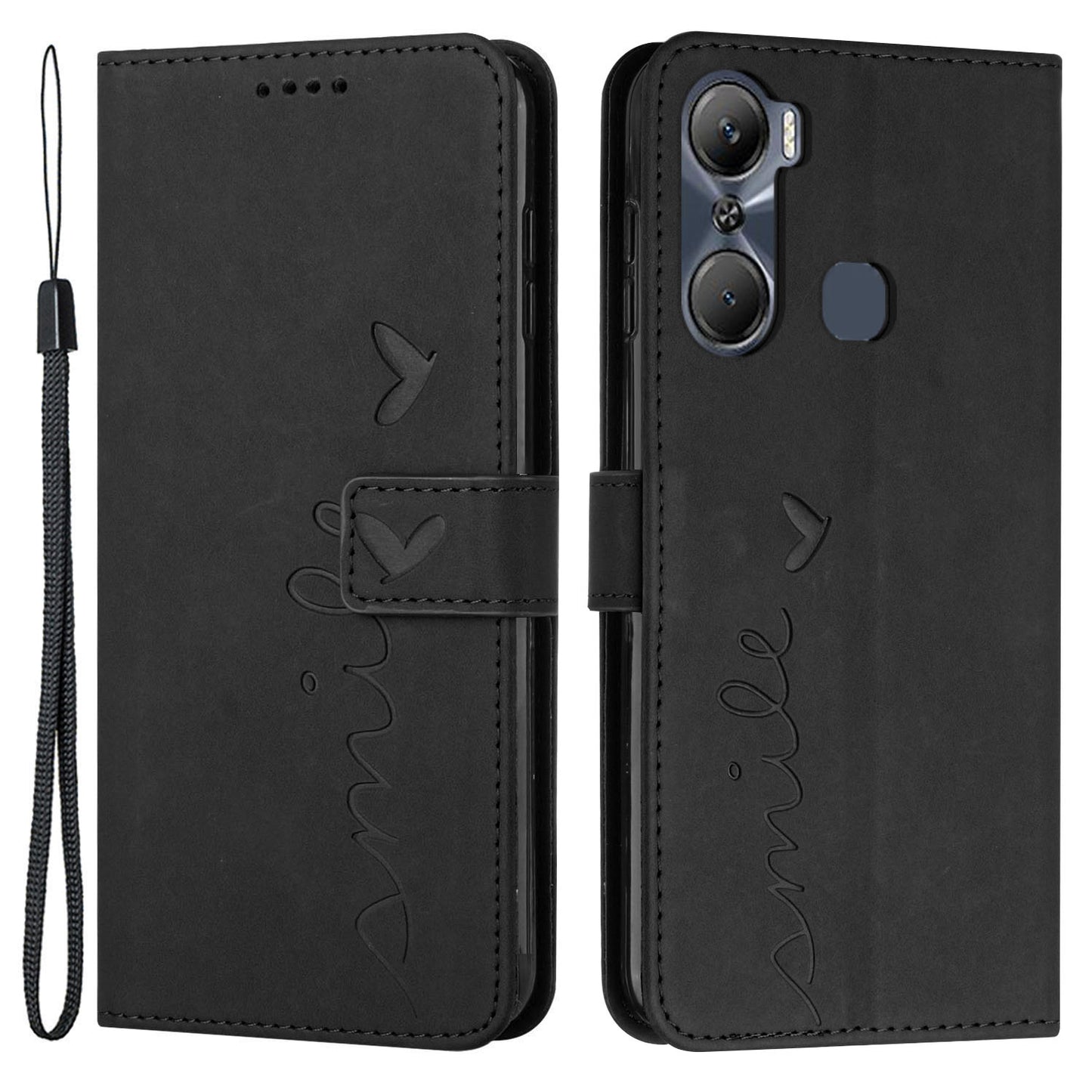 For Infinix Hot 12 Pro 4G Skin-touch PU Leather Phone Cover Heart Shape Imprinting Anti-scratch Phone Wallet Stand Case
