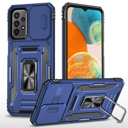 Armor Series for Samsung Galaxy A23 4G / 5G (Global Version) Kickstand Design Phone Case PC + TPU Protective Back Cover with Slide Camera Cover