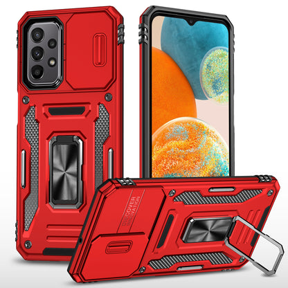 Armor Series for Samsung Galaxy A23 4G / 5G (Global Version) Kickstand Design Phone Case PC + TPU Protective Back Cover with Slide Camera Cover