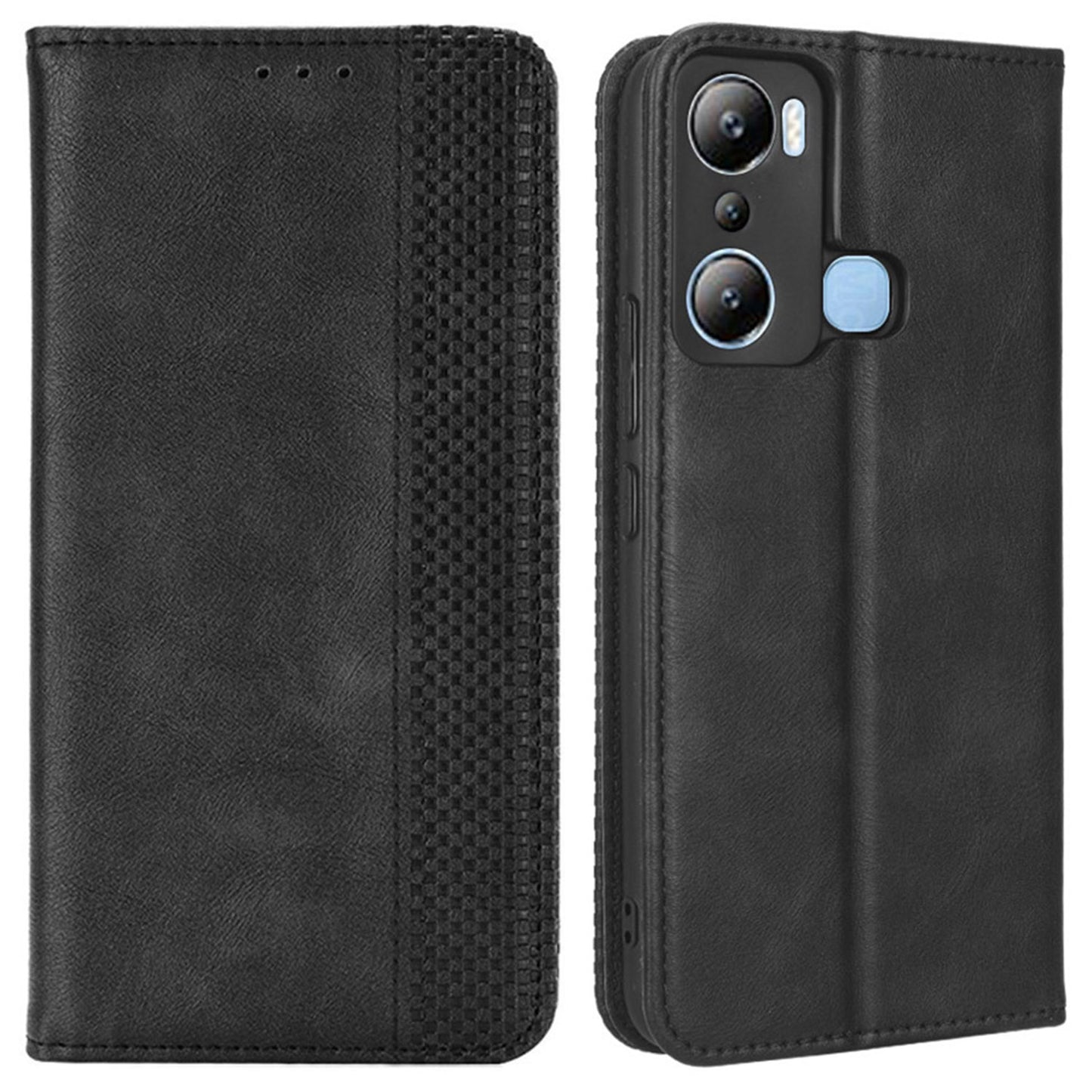 For Infinix Hot 20i 4G X665C / X665E Imprinted Pattern PU Leather Phone Case Retro Texture Magnetic Auto Closing Wallet Stand Protective Cover