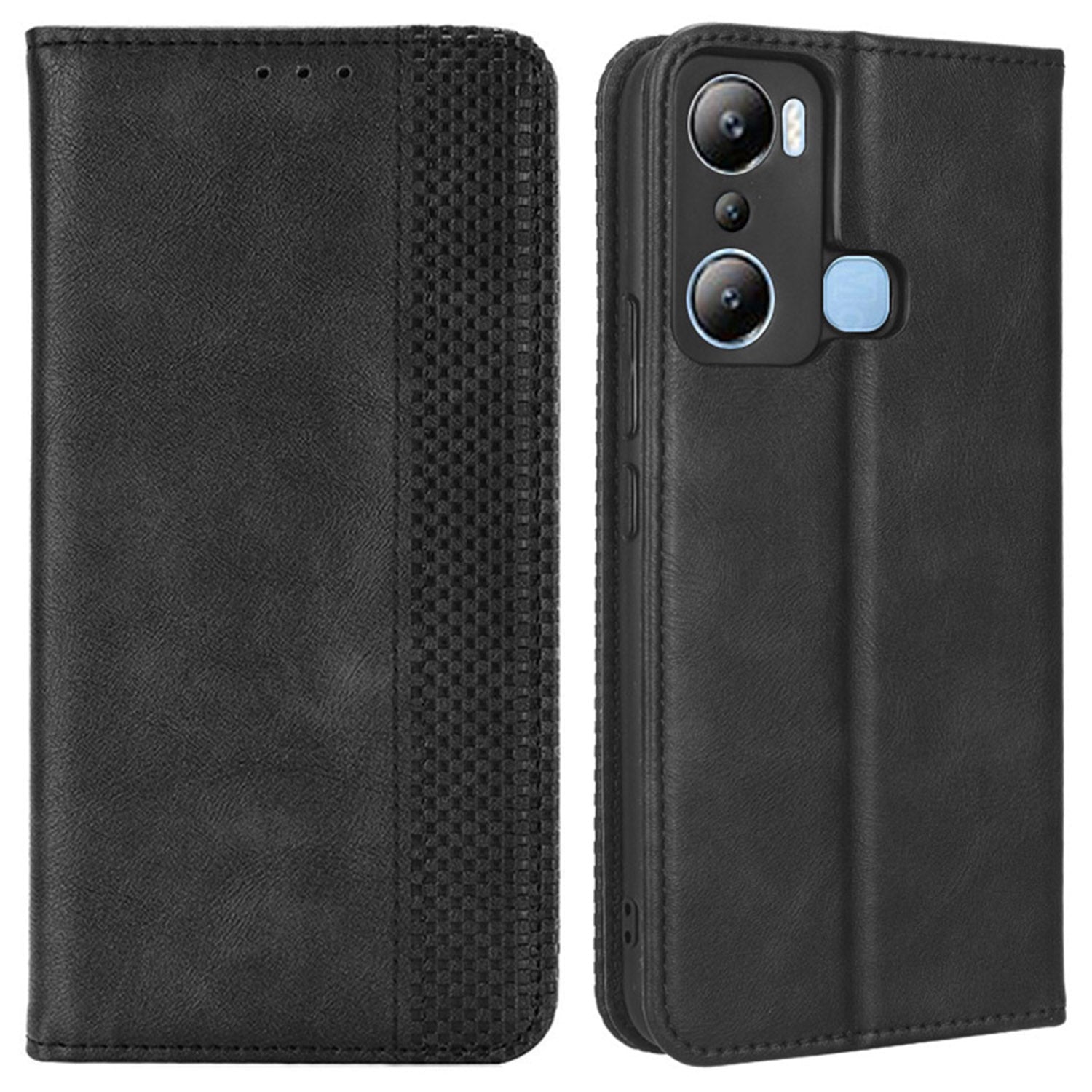 For Infinix Hot 20i 4G X665C / X665E Imprinted Pattern PU Leather Phone Case Retro Texture Magnetic Auto Closing Wallet Stand Protective Cover