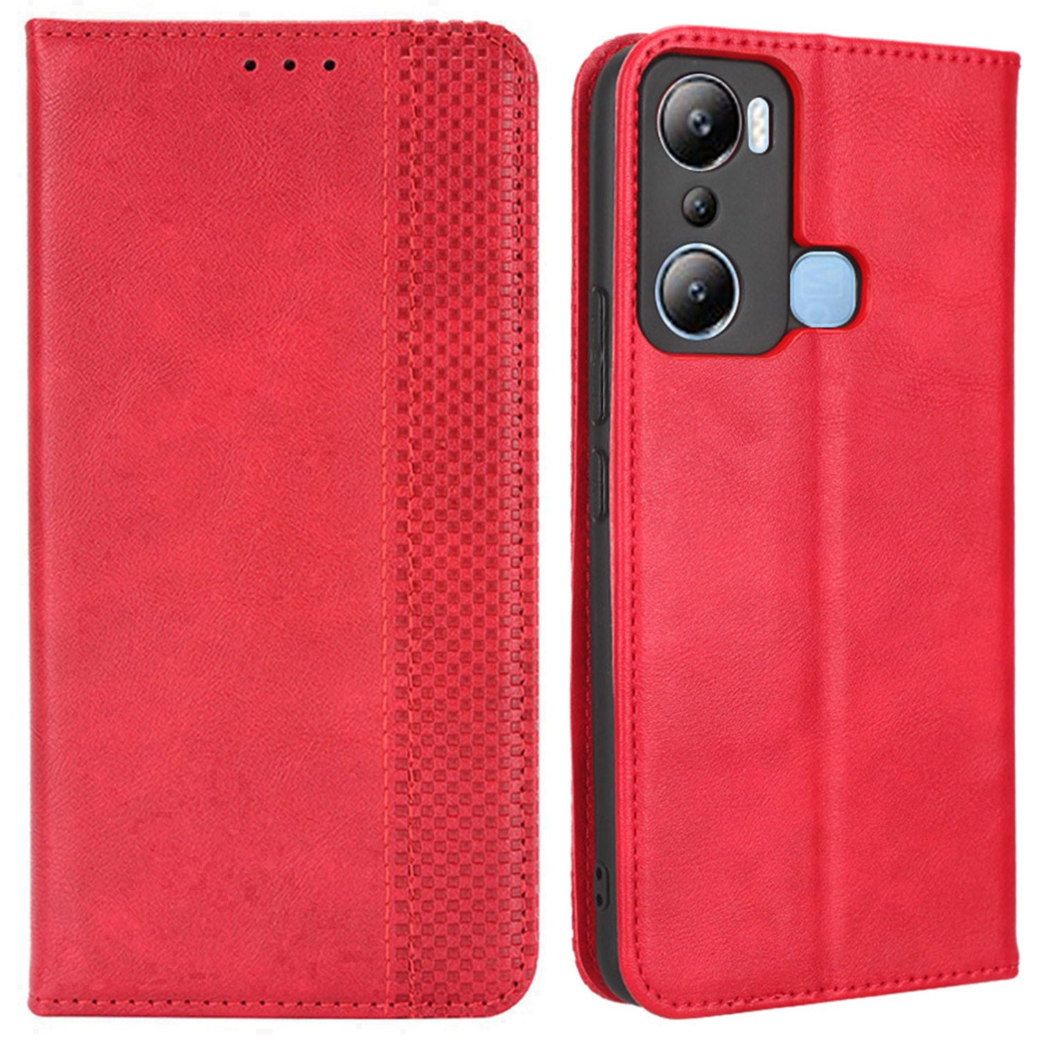 For Infinix Hot 20i 4G X665C / X665E Imprinted Pattern PU Leather Phone Case Retro Texture Magnetic Auto Closing Wallet Stand Protective Cover