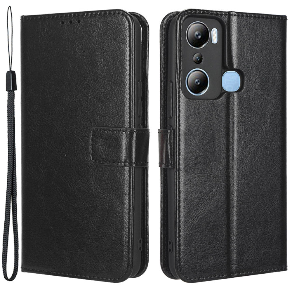 For Infinix Hot 20i 4G X665C / X665E Crazy Horse Texture Magnetic Clasp PU Leather Case Wallet Stand Shockproof Phone Cover with Strap