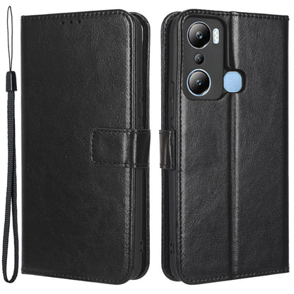 For Infinix Hot 20i 4G X665C / X665E Crazy Horse Texture Magnetic Clasp PU Leather Case Wallet Stand Shockproof Phone Cover with Strap