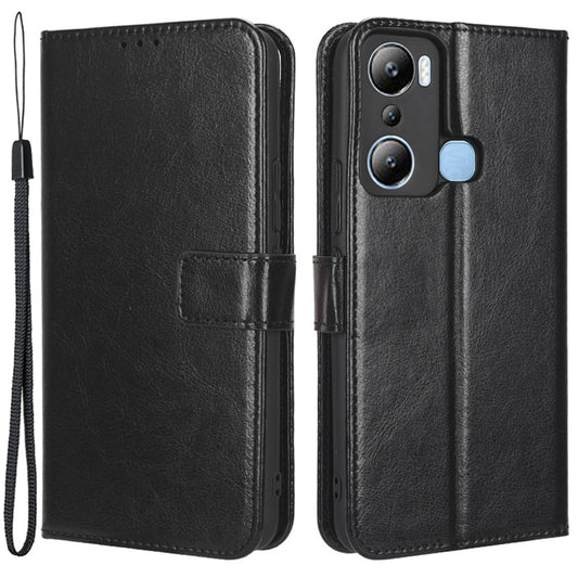 For Infinix Hot 20i 4G X665C / X665E Crazy Horse Texture Magnetic Clasp PU Leather Case Wallet Stand Shockproof Phone Cover with Strap