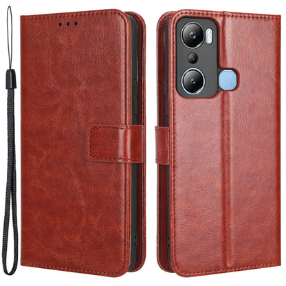 For Infinix Hot 20i 4G X665C / X665E Crazy Horse Texture Magnetic Clasp PU Leather Case Wallet Stand Shockproof Phone Cover with Strap