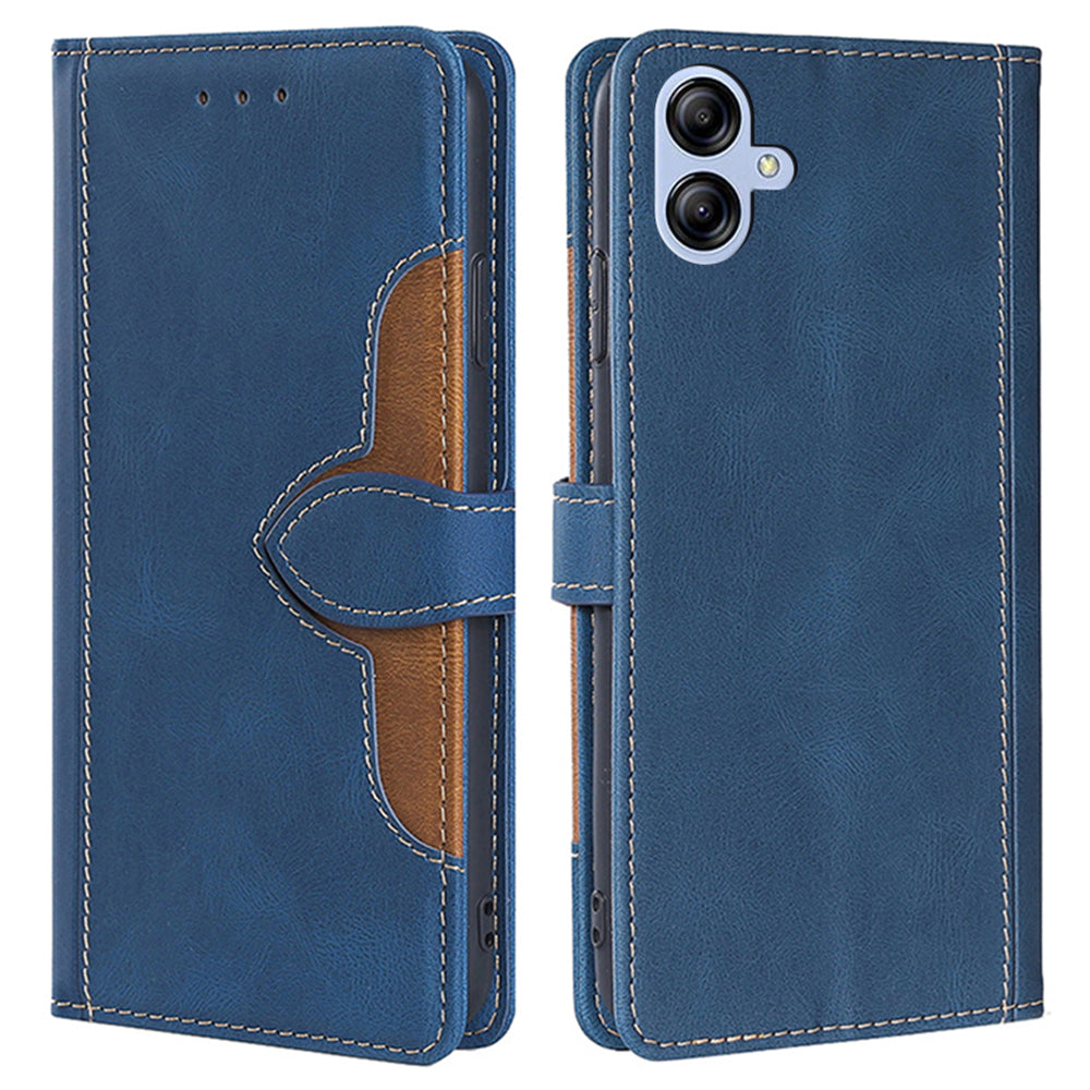 For Samsung Galaxy A04e 4G Fall Protection Skin-touch Feeling Phone Stand Case PU Leather Magnetic Clasp Straw Hat Design Wallet Folio Flip Cover
