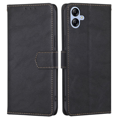 RFID Blocking Stand Phone Case for Samsung Galaxy A04e 4G, Cowhide Texture Shock-absorbing PU Leather Magnetic Clasp Wallet Cover