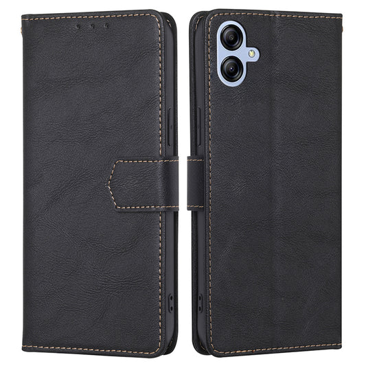 RFID Blocking Stand Phone Case for Samsung Galaxy A04e 4G, Cowhide Texture Shock-absorbing PU Leather Magnetic Clasp Wallet Cover