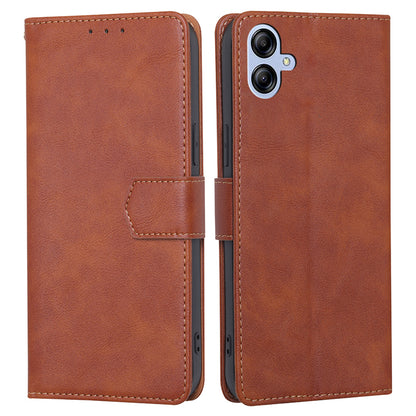 RFID Blocking Stand Phone Case for Samsung Galaxy A04e 4G, Cowhide Texture Shock-absorbing PU Leather Magnetic Clasp Wallet Cover