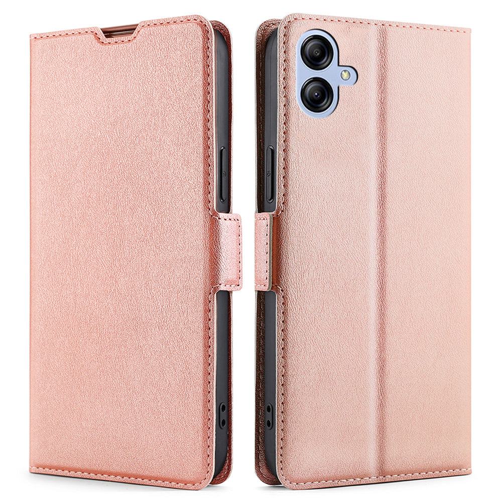 For Samsung Galaxy A04e 4G PU Leather Hands-free Stand Phone Cover Dual Magnetic Clasp Card Holder Protective Case