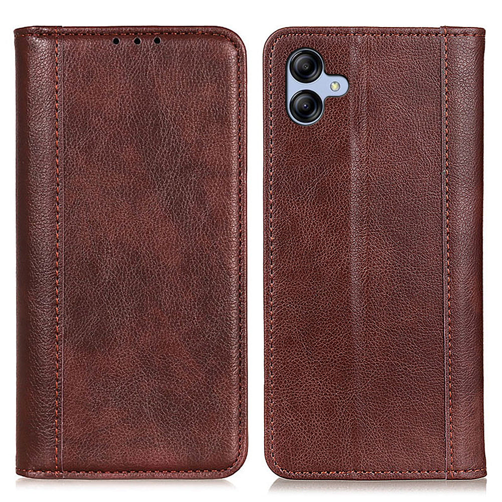 For Samsung Galaxy A04e 4G Litchi Texture Split Leather Stand Phone Case Wallet Magnetic Auto-absorbed Shell Protection Cover