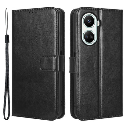 For Huawei nova 10 SE 4G Crazy Horse Texture PU Leather Full Protection Phone Case Magnetic Clasp Wallet Stand Phone Cover with Strap