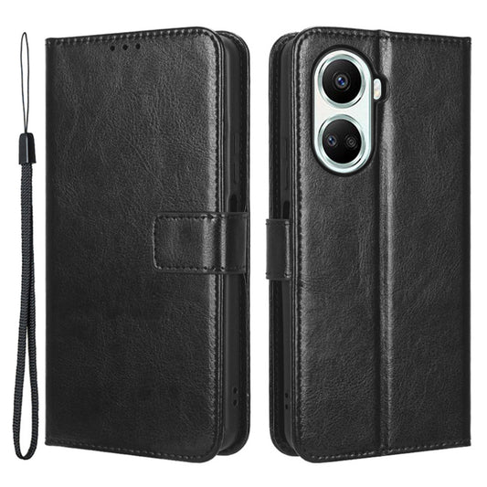 For Huawei nova 10 SE 4G Crazy Horse Texture PU Leather Full Protection Phone Case Magnetic Clasp Wallet Stand Phone Cover with Strap