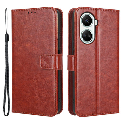 For Huawei nova 10 SE 4G Crazy Horse Texture PU Leather Full Protection Phone Case Magnetic Clasp Wallet Stand Phone Cover with Strap