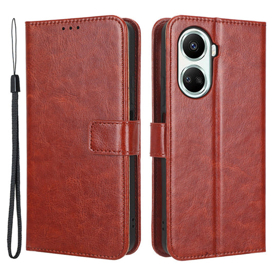 For Huawei nova 10 SE 4G Crazy Horse Texture PU Leather Full Protection Phone Case Magnetic Clasp Wallet Stand Phone Cover with Strap