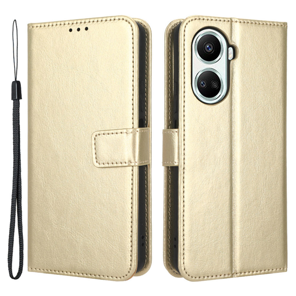 For Huawei nova 10 SE 4G Crazy Horse Texture PU Leather Full Protection Phone Case Magnetic Clasp Wallet Stand Phone Cover with Strap