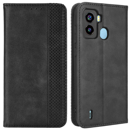 Retro Texture Phone Cover For Tecno Pop 6 4G / BE7, Imprinted Pattern Flip Leather Wallet Case Stand Magnetic Auto Closing Phone Cover