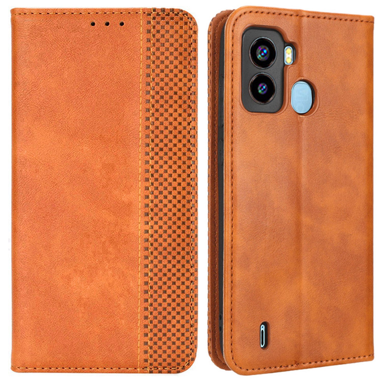 Retro Texture Phone Cover For Tecno Pop 6 4G / BE7, Imprinted Pattern Flip Leather Wallet Case Stand Magnetic Auto Closing Phone Cover