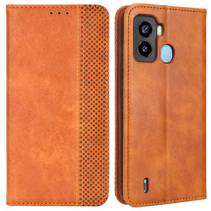 Retro Texture Phone Cover For Tecno Pop 6 4G / BE7, Imprinted Pattern Flip Leather Wallet Case Stand Magnetic Auto Closing Phone Cover