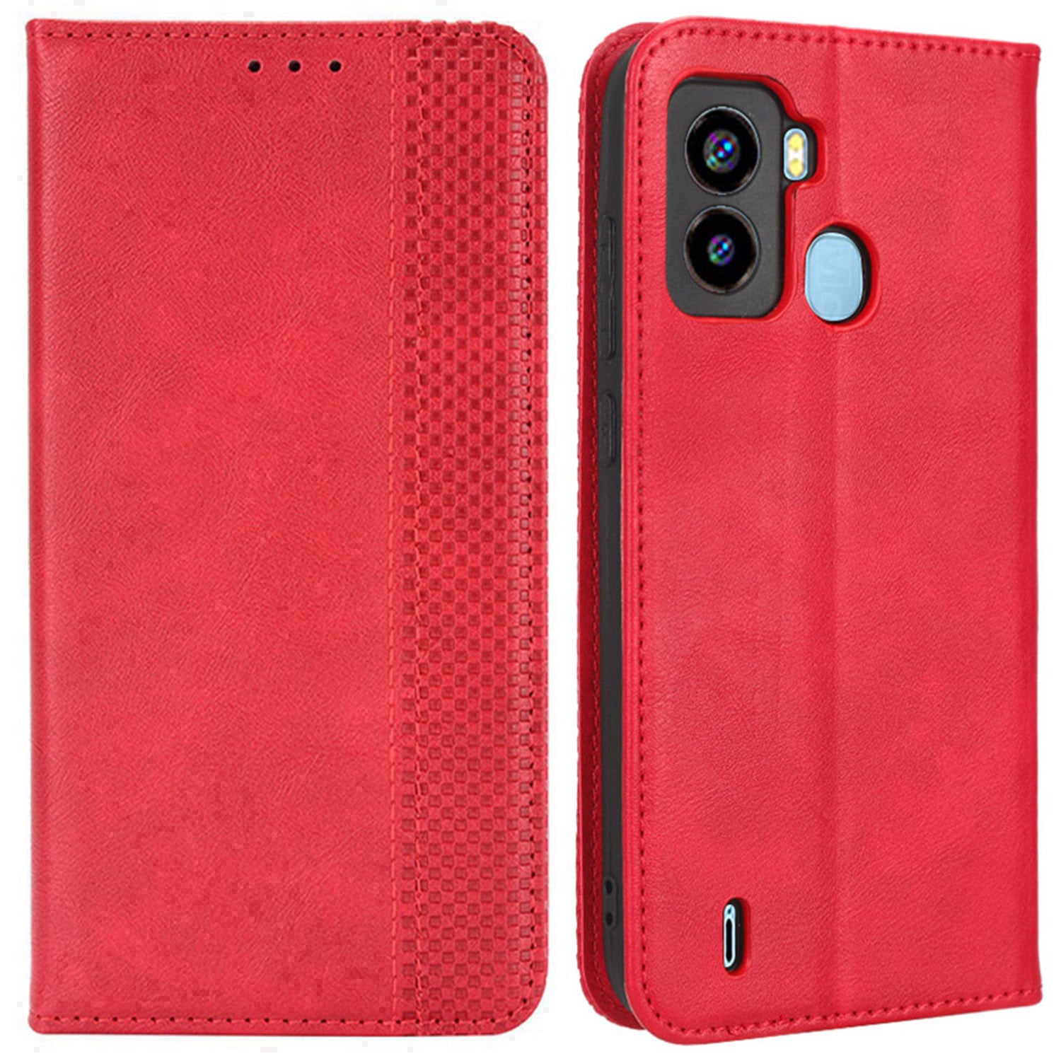 Retro Texture Phone Cover For Tecno Pop 6 4G / BE7, Imprinted Pattern Flip Leather Wallet Case Stand Magnetic Auto Closing Phone Cover
