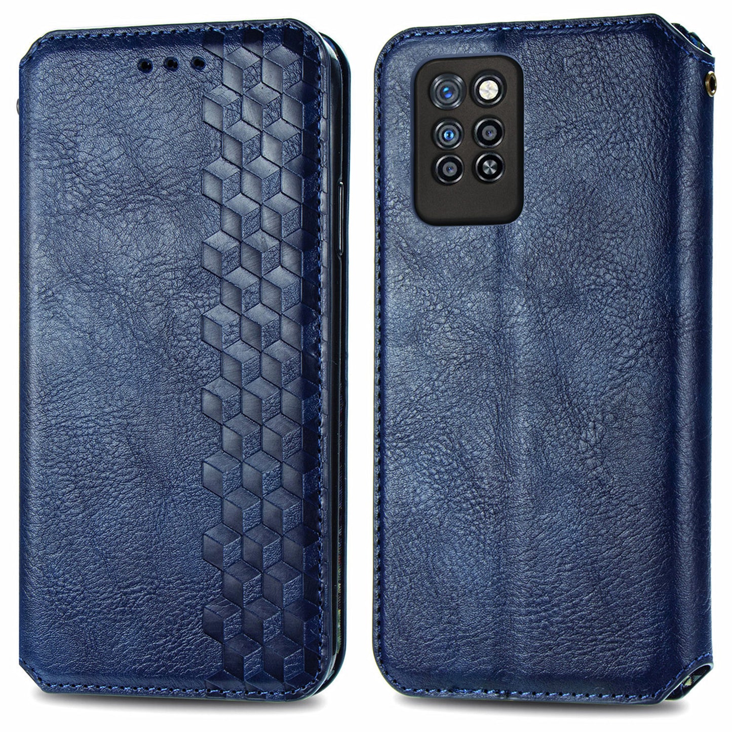 For Infinix Note 10 Pro Fall Proof PU Leather Rhombus Imprinted Stand Phone Case Magnetic Auto-absorbed Full Protection Wallet Cover