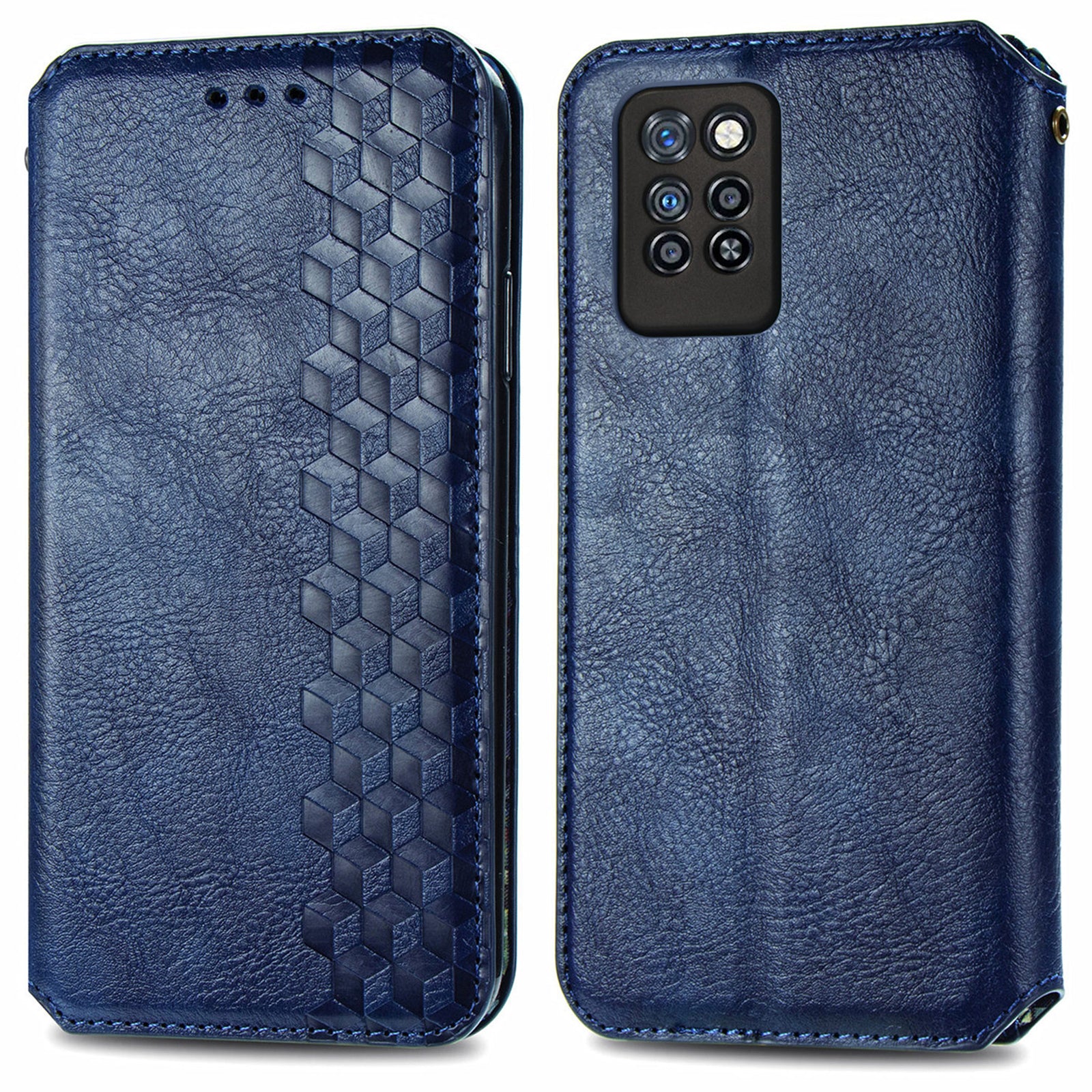 For Infinix Note 10 Pro Fall Proof PU Leather Rhombus Imprinted Stand Phone Case Magnetic Auto-absorbed Full Protection Wallet Cover