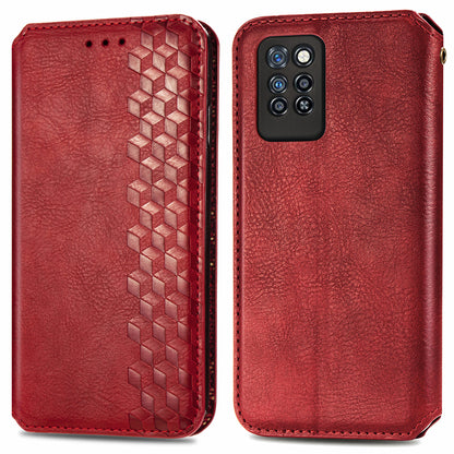 For Infinix Note 10 Pro Fall Proof PU Leather Rhombus Imprinted Stand Phone Case Magnetic Auto-absorbed Full Protection Wallet Cover