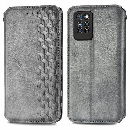 For Infinix Note 10 Pro Fall Proof PU Leather Rhombus Imprinted Stand Phone Case Magnetic Auto-absorbed Full Protection Wallet Cover