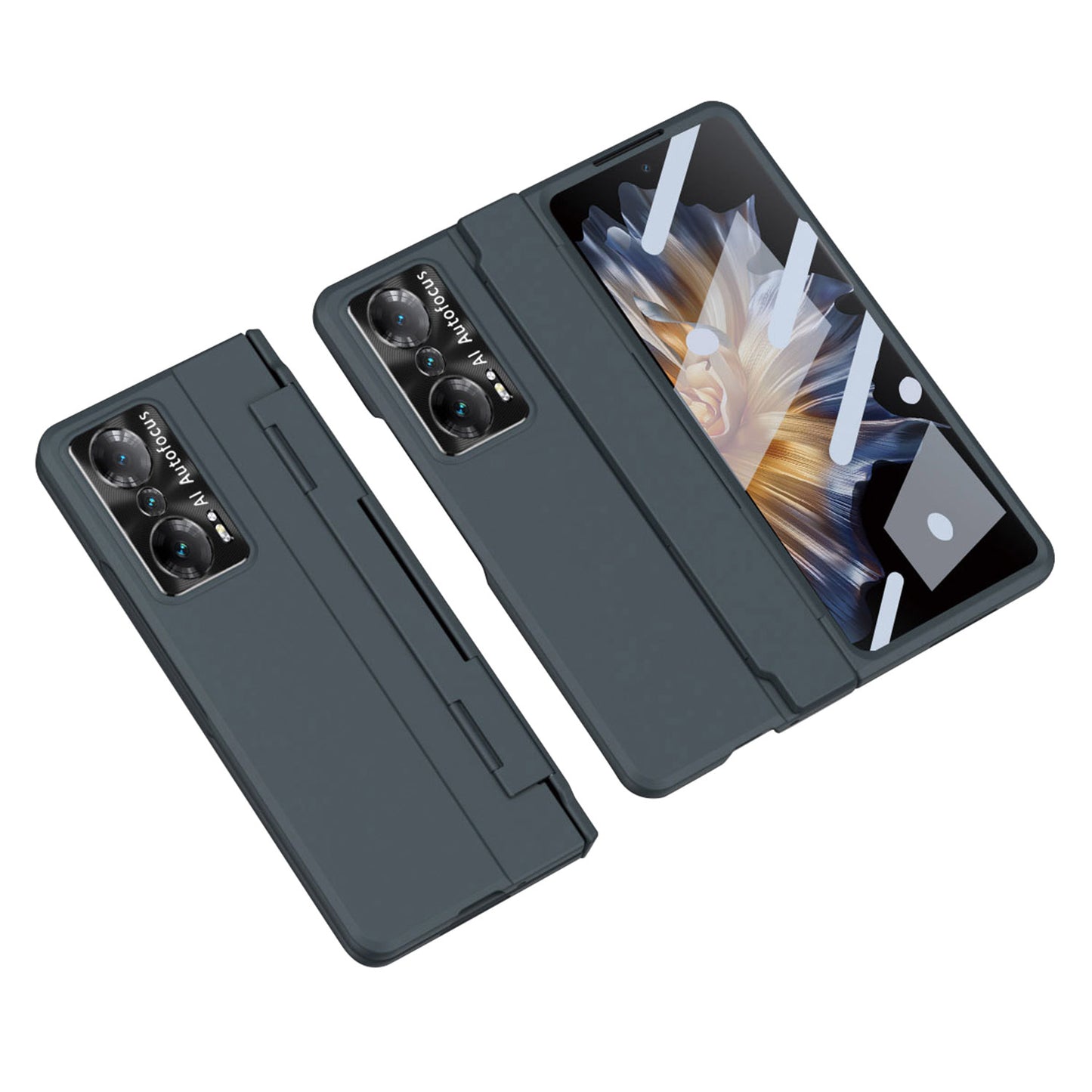 For Honor Magic Vs 5G / Vs Ultimate 5G Hinge Protection PC Phone Case All-Inclusive Anti-Drop Cover with Tempered Glass Screen Film