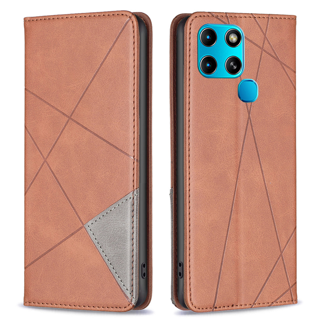 For Infinix Smart 6/X6511B BF Imprinting Pattern Series-1 Flip Leather Phone Case Stand Anti-scratch Magnetic Closure Cover with Card Holder