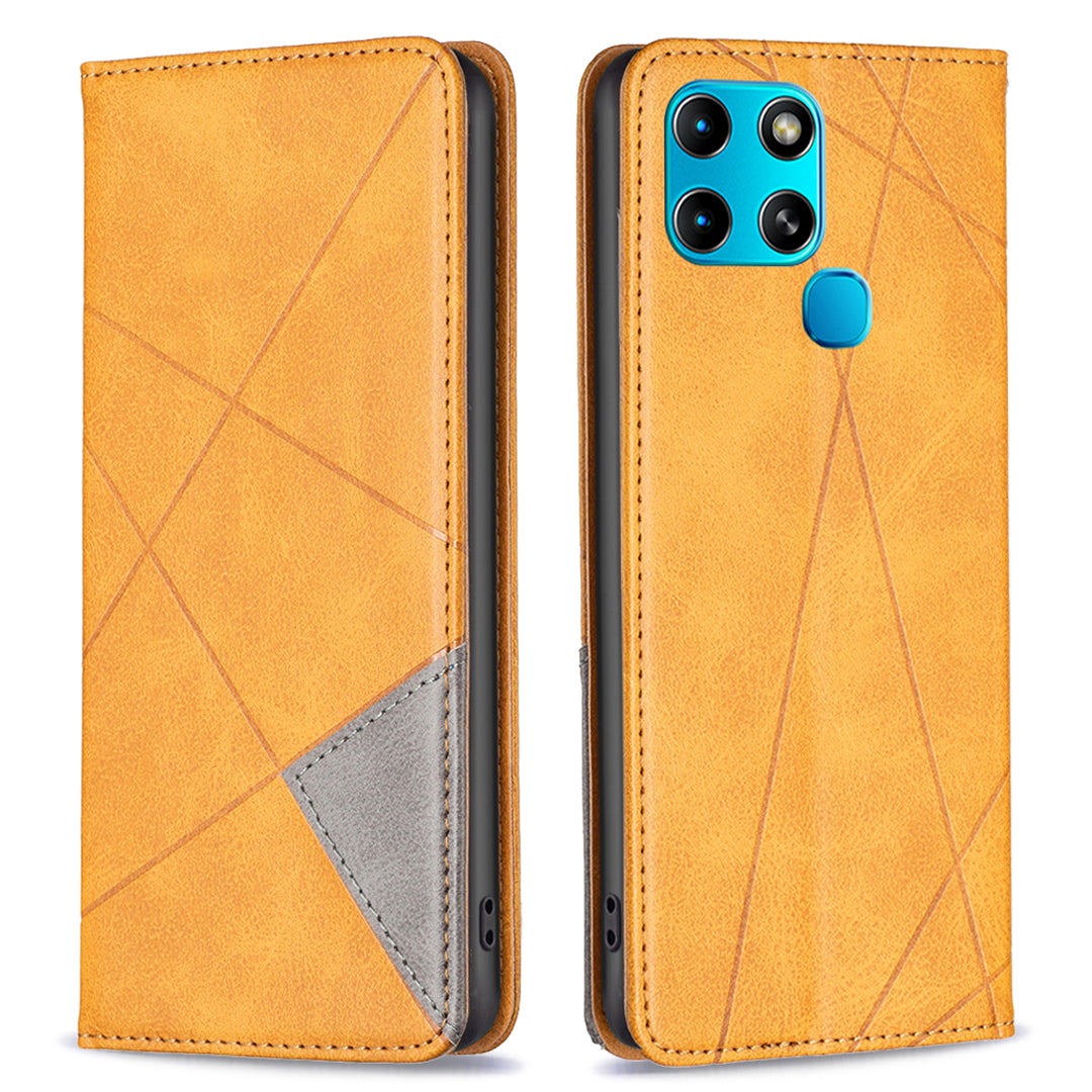 For Infinix Smart 6/X6511B BF Imprinting Pattern Series-1 Flip Leather Phone Case Stand Anti-scratch Magnetic Closure Cover with Card Holder