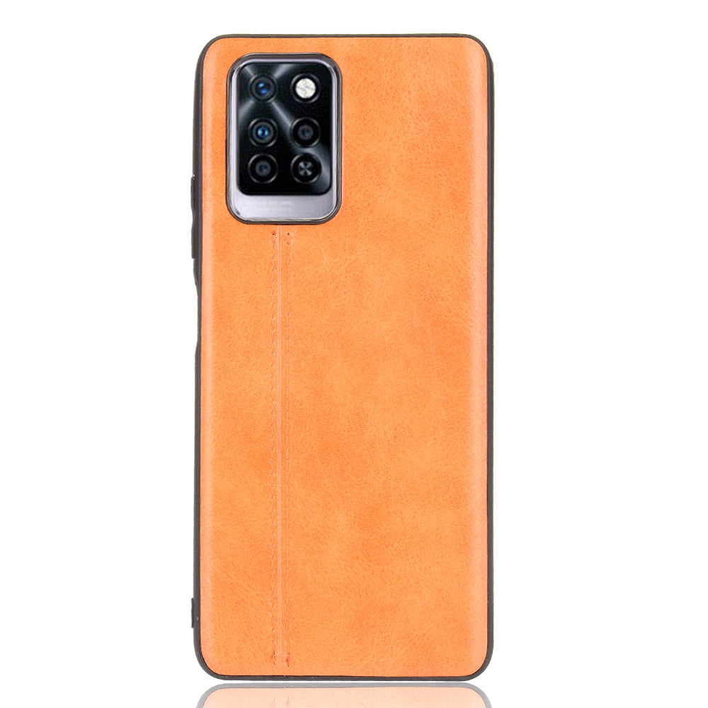 For Infinix Note 10 Pro X695 / Note 10 Pro NFC X695C Cowhide Texture Phone Back Cover PU Anti-scratch Stitching Phone Case