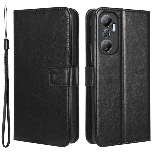 For Infinix Hot 20 4G / X682B Shockproof Crazy Horse Texture PU Leather Phone Case Magnetic Clasp Phone Stand Wallet Cover