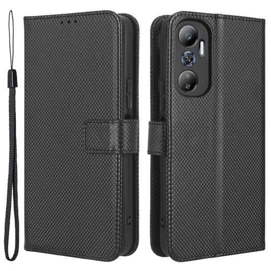 For Infinix Hot 20 4G / X682B Foldable Stand Wallet Cover Magnetic Clasp Diamond Texture PU Leather Phone Case
