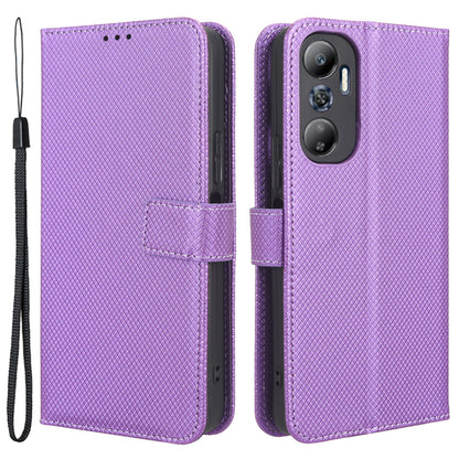For Infinix Hot 20 4G / X682B Foldable Stand Wallet Cover Magnetic Clasp Diamond Texture PU Leather Phone Case