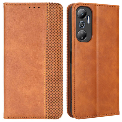 For Infinix Hot 20 4G / X682B Retro Texture Phone Case Imprinted Pattern PU Leather Magnetic Auto Closing Wallet Phone Cover