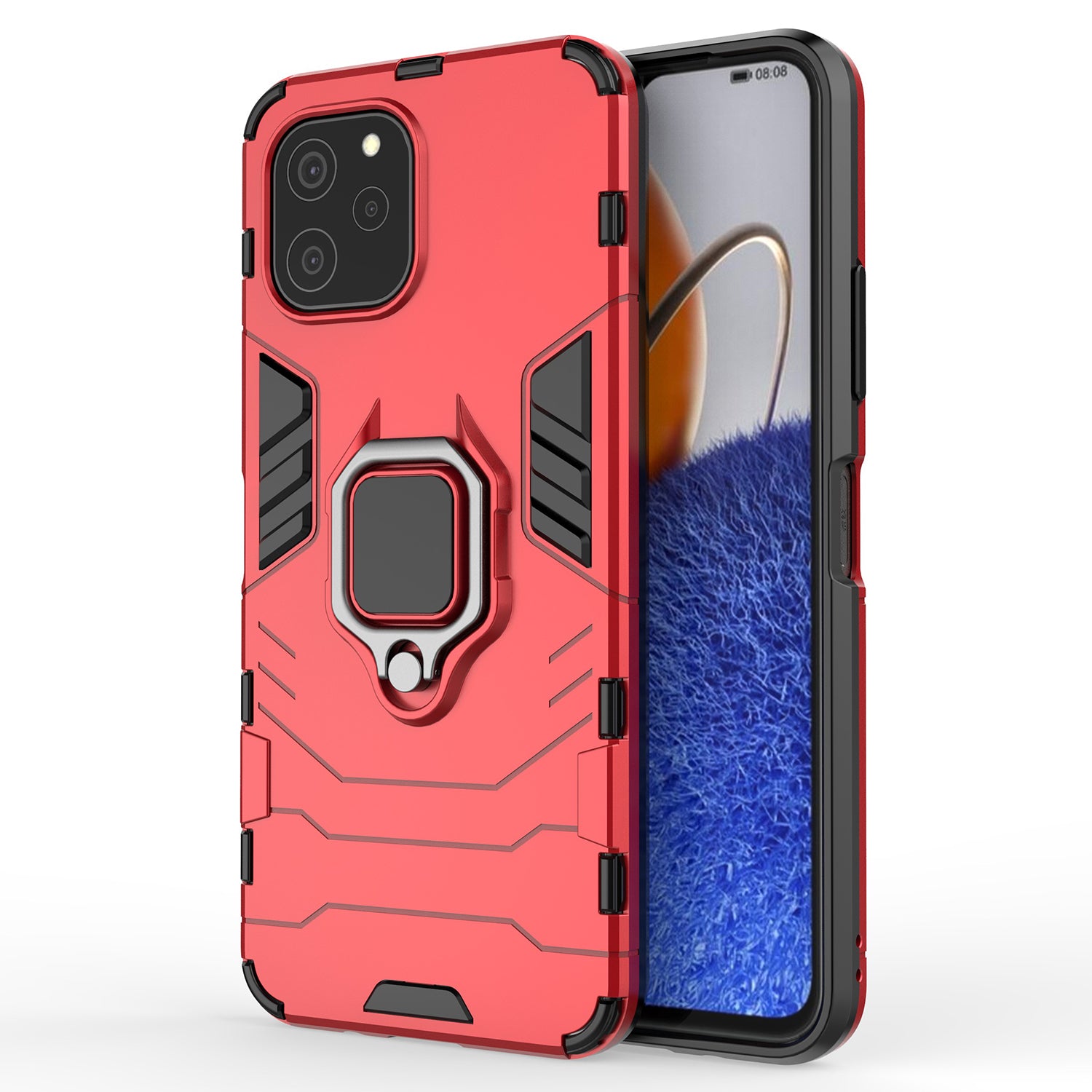 For Huawei nova Y61 4G Ring Kickstand Shock Absorbing Phone Case PC+TPU Mobile Phone Cover