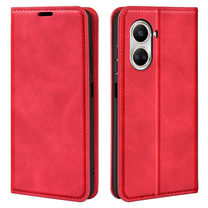 For Huawei nova 10 SE 4G Skin-touch Feeling PU Leather Shockproof Phone Case Stand Magnetic Auto-absorbed Flip Wallet Cover