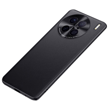 For vivo X90 Pro 5G PU Leather Coated TPU + PC Shockproof Protective Case Anti-Fall Metal Lens Design Phone Cover