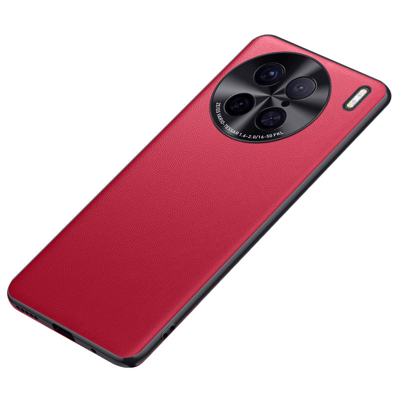 For vivo X90 Pro 5G PU Leather Coated TPU + PC Shockproof Protective Case Anti-Fall Metal Lens Design Phone Cover