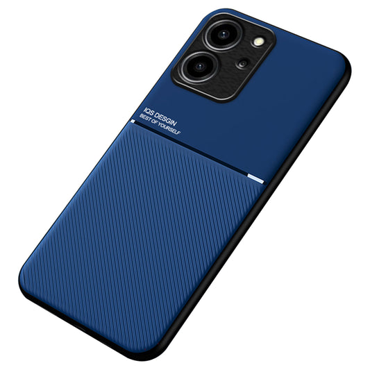 For Honor 80 SE 5G Lines Imprinted PU Leather+TPU Phone Case Car Mount Metal Sheet Smartphone Cover