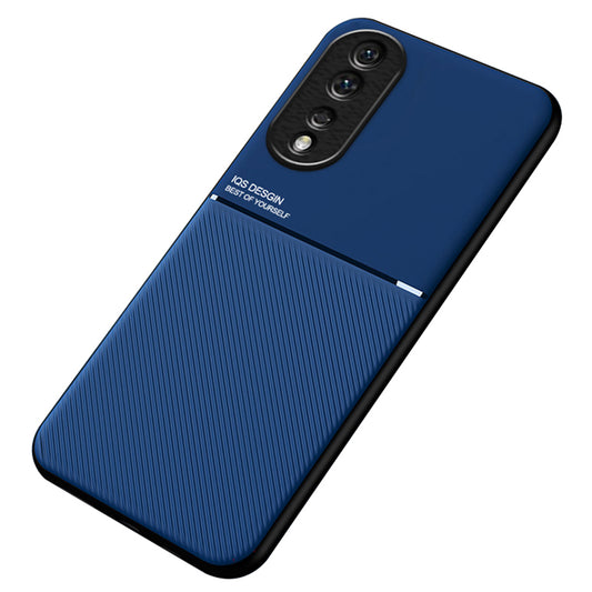 For Honor 80 Pro 5G Lines Imprinted Cell Phone Case PU Leather+TPU Anti-scratch Cover with Built-in Metal Sheet
