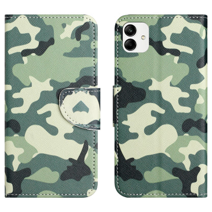 For Samsung Galaxy A04e 4G Pattern Printing Magnetic Closure PU Leather Flip Case Cross Texture Wallet Stand Shockproof Phone Cover