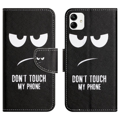For Samsung Galaxy A04e 4G Pattern Printing Magnetic Closure PU Leather Flip Case Cross Texture Wallet Stand Shockproof Phone Cover