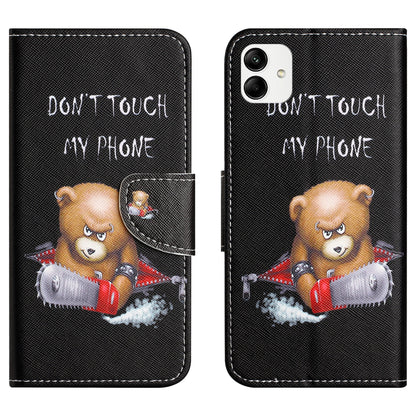 For Samsung Galaxy A04e 4G Pattern Printing Magnetic Closure PU Leather Flip Case Cross Texture Wallet Stand Shockproof Phone Cover