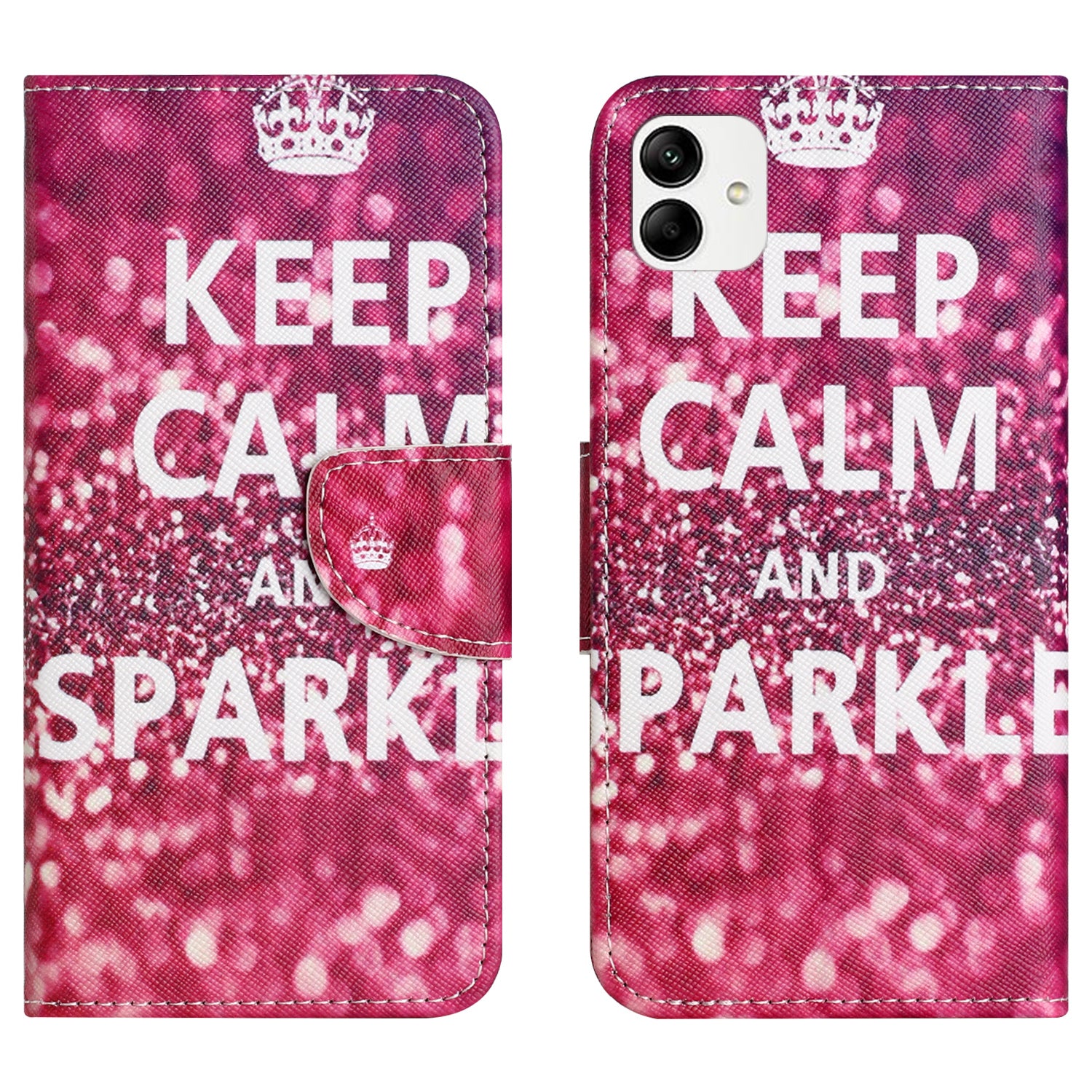 For Samsung Galaxy A04e 4G Pattern Printing Magnetic Closure PU Leather Flip Case Cross Texture Wallet Stand Shockproof Phone Cover
